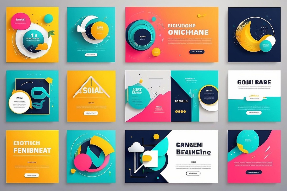 Person creating a slideshow presentation on laptop