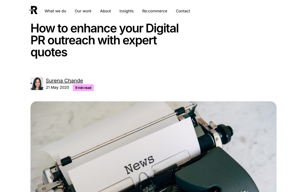 Expert quote request email on screen
