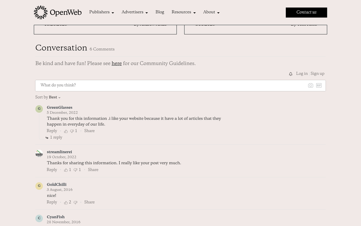 OpenWeb comment system interface screenshot