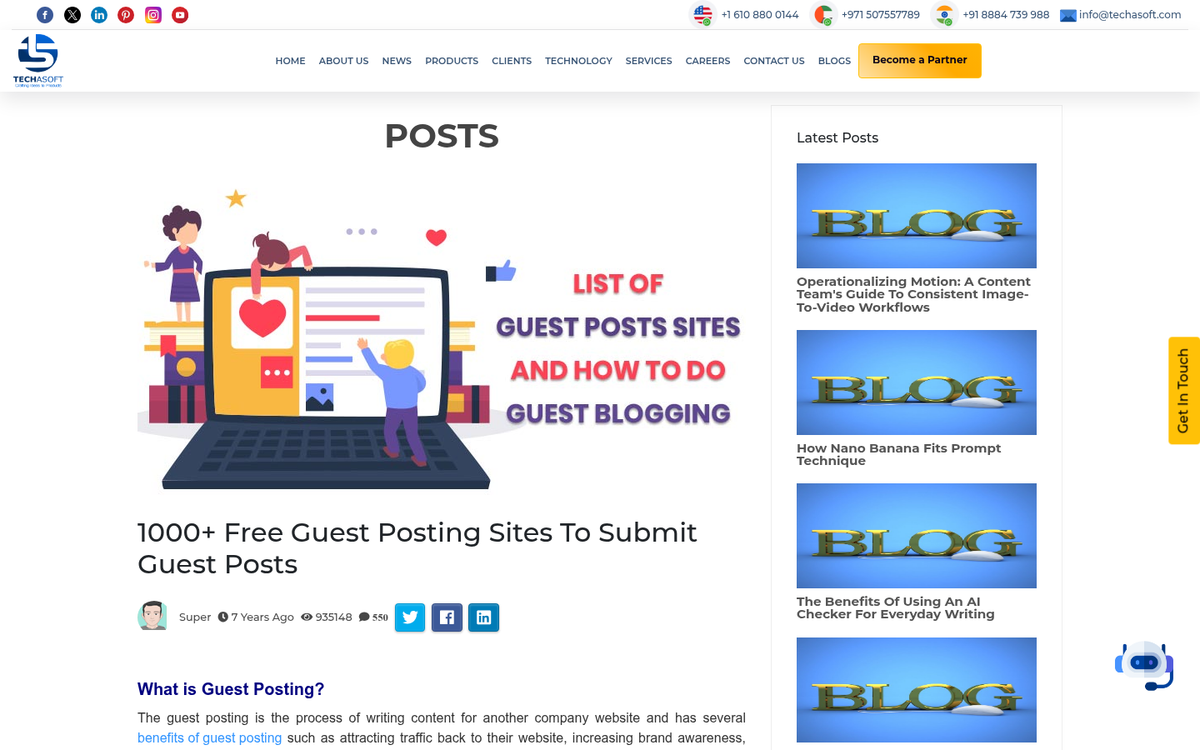Guest blogger writing content for business website
