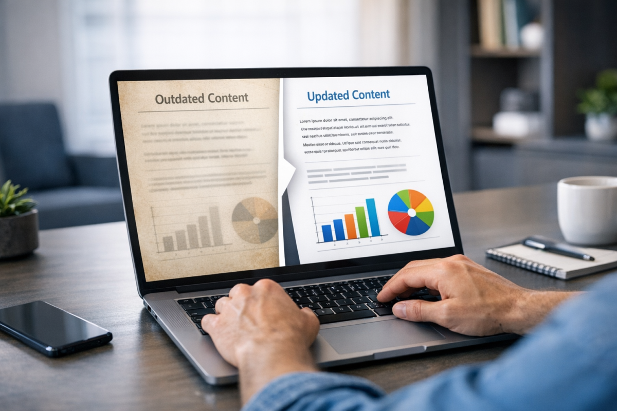 Person updating old blog post content