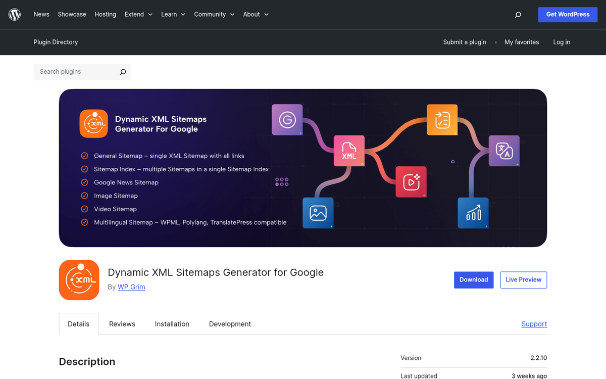 Google XML Sitemaps plugin settings page