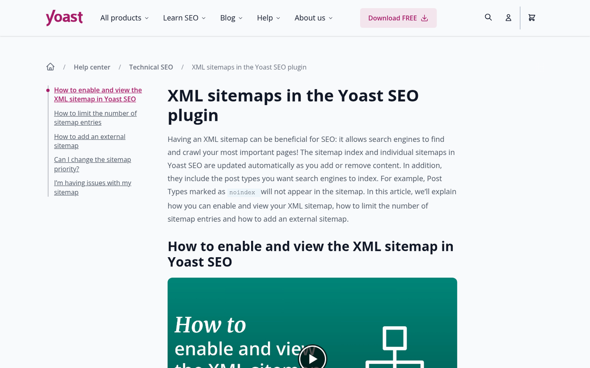 Yoast SEO sitemap settings configuration page
