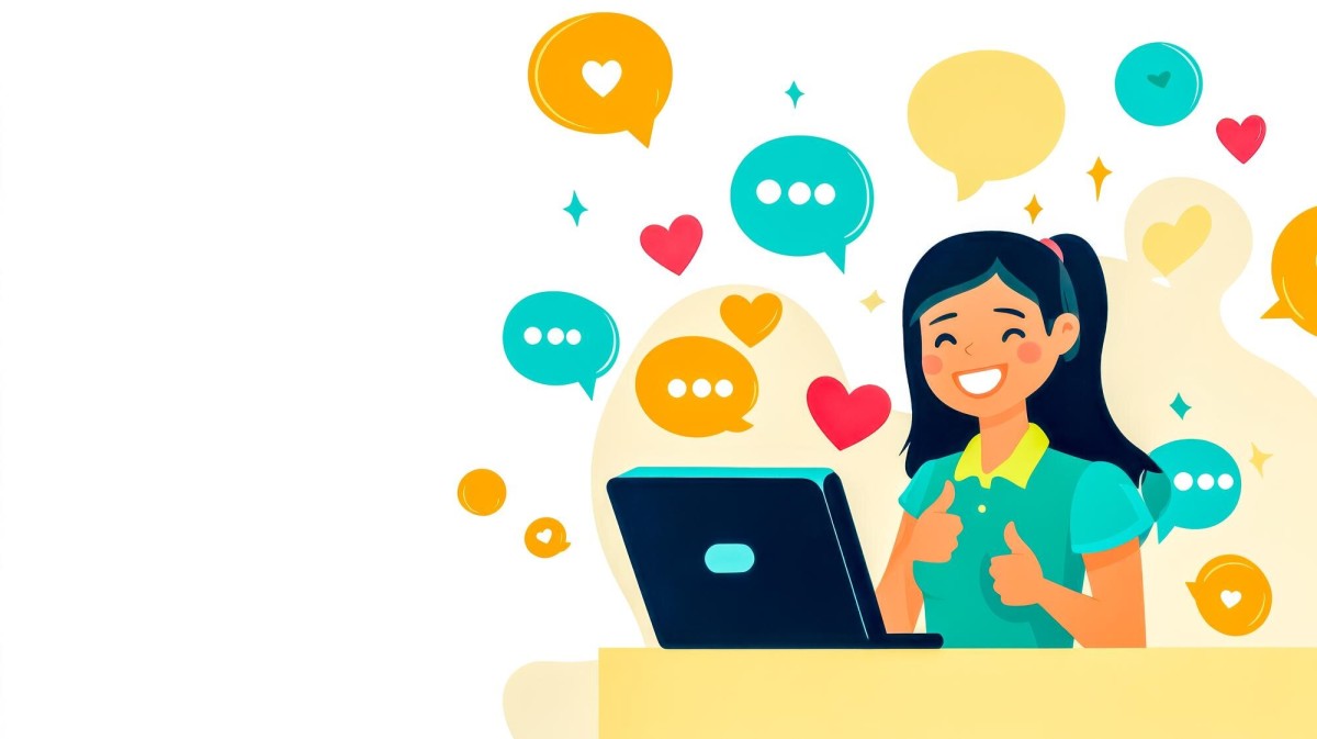 Person engaging with blog audience online