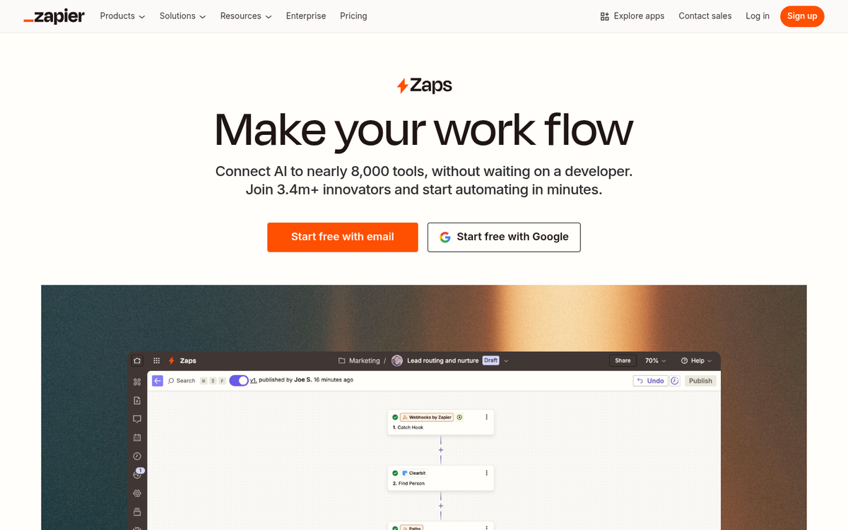 Zapier automation workflow dashboard interface screenshot