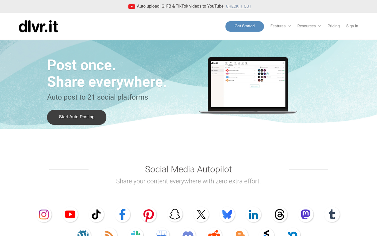 Dlvr.it social media automation dashboard interface