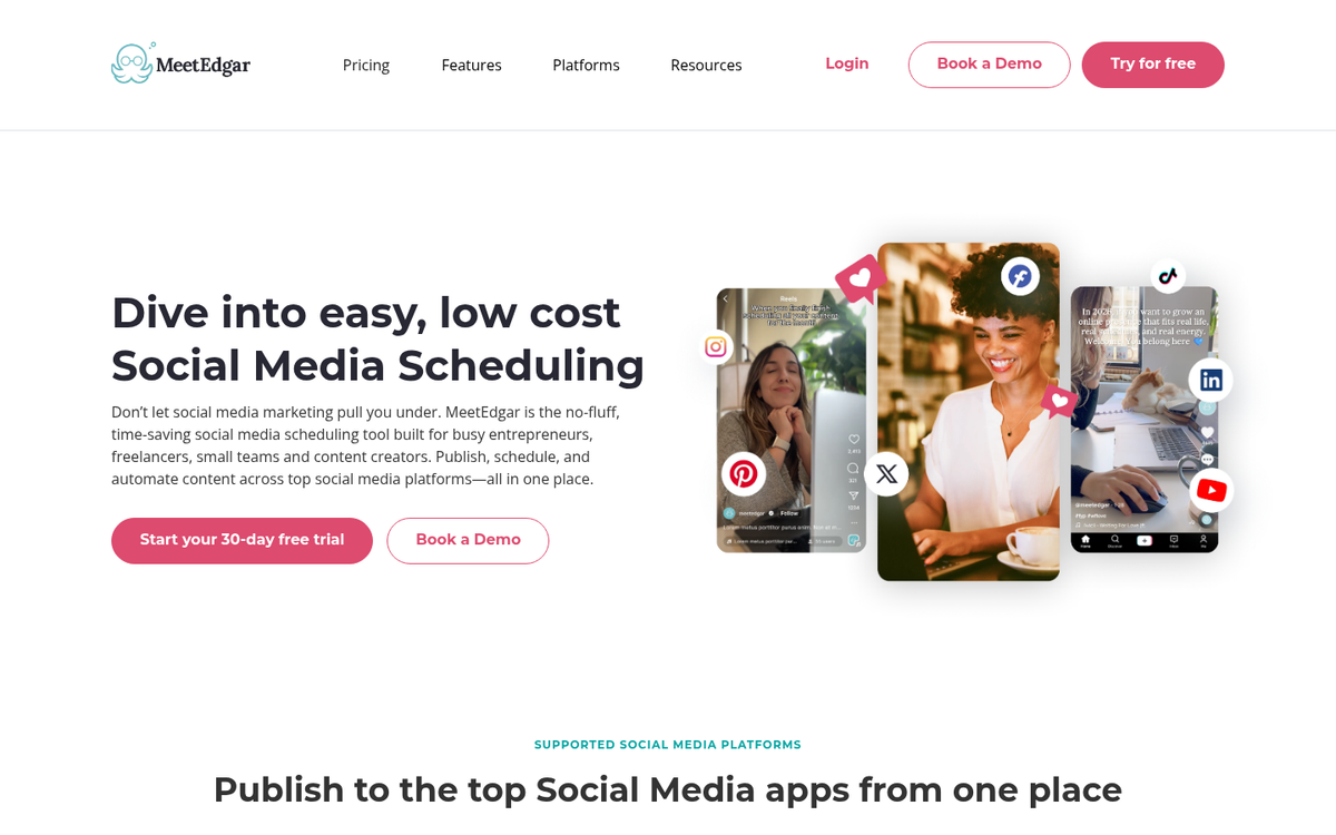 MeetEdgar social media scheduling tool interface