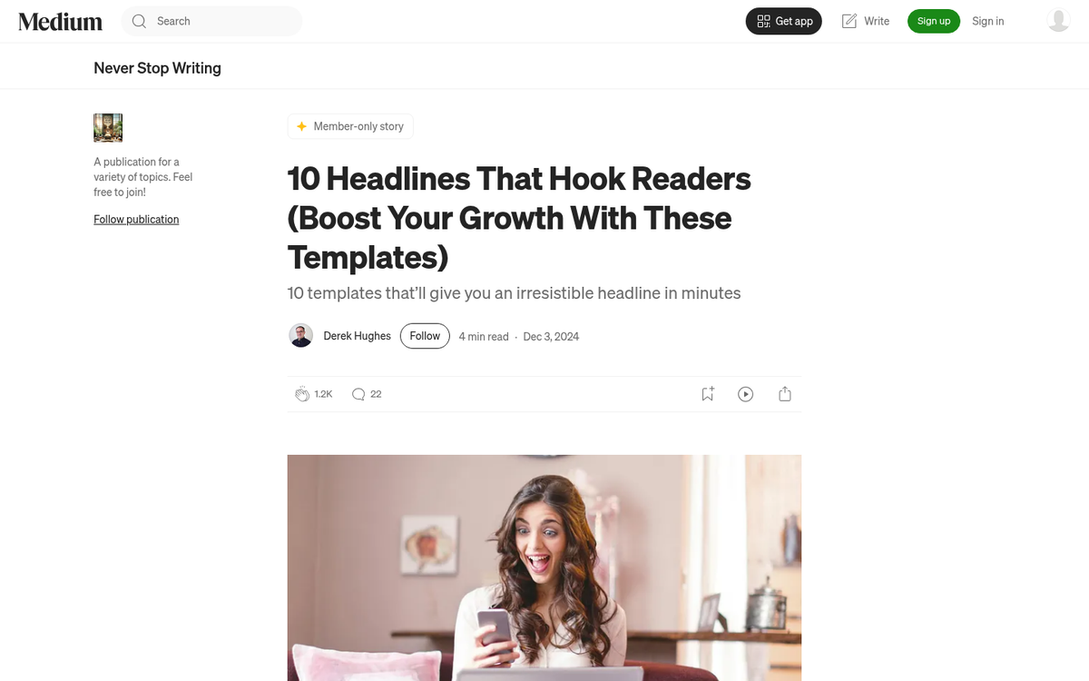 Headline using superlative words for impact