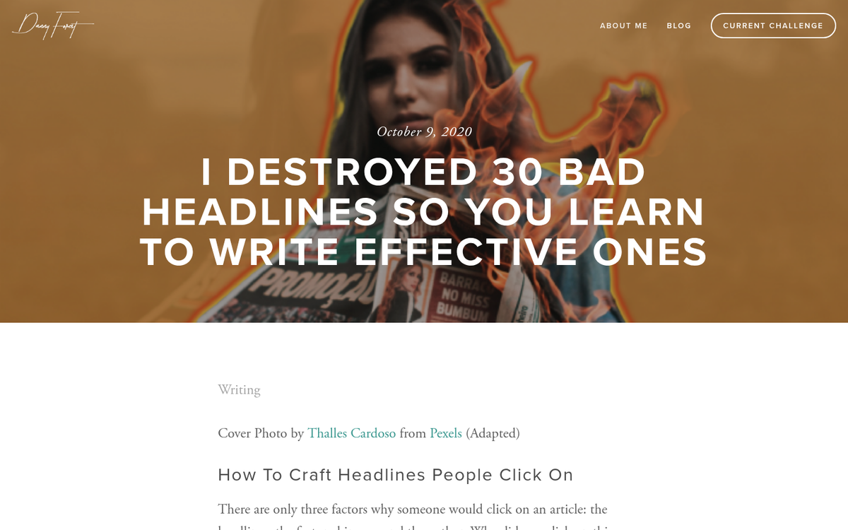 Negative headline example on webpage screenshot