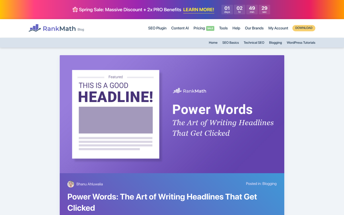 Vivid word choices on a blog headline