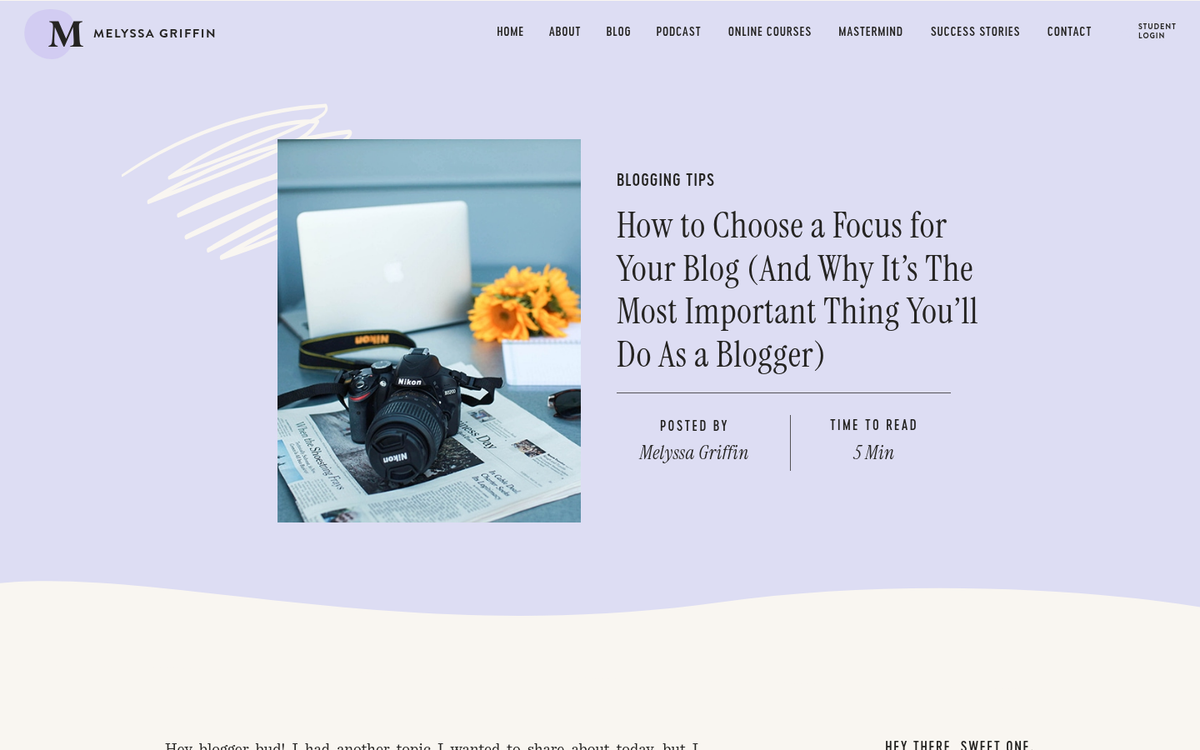 Blogger writing with clear focused intention