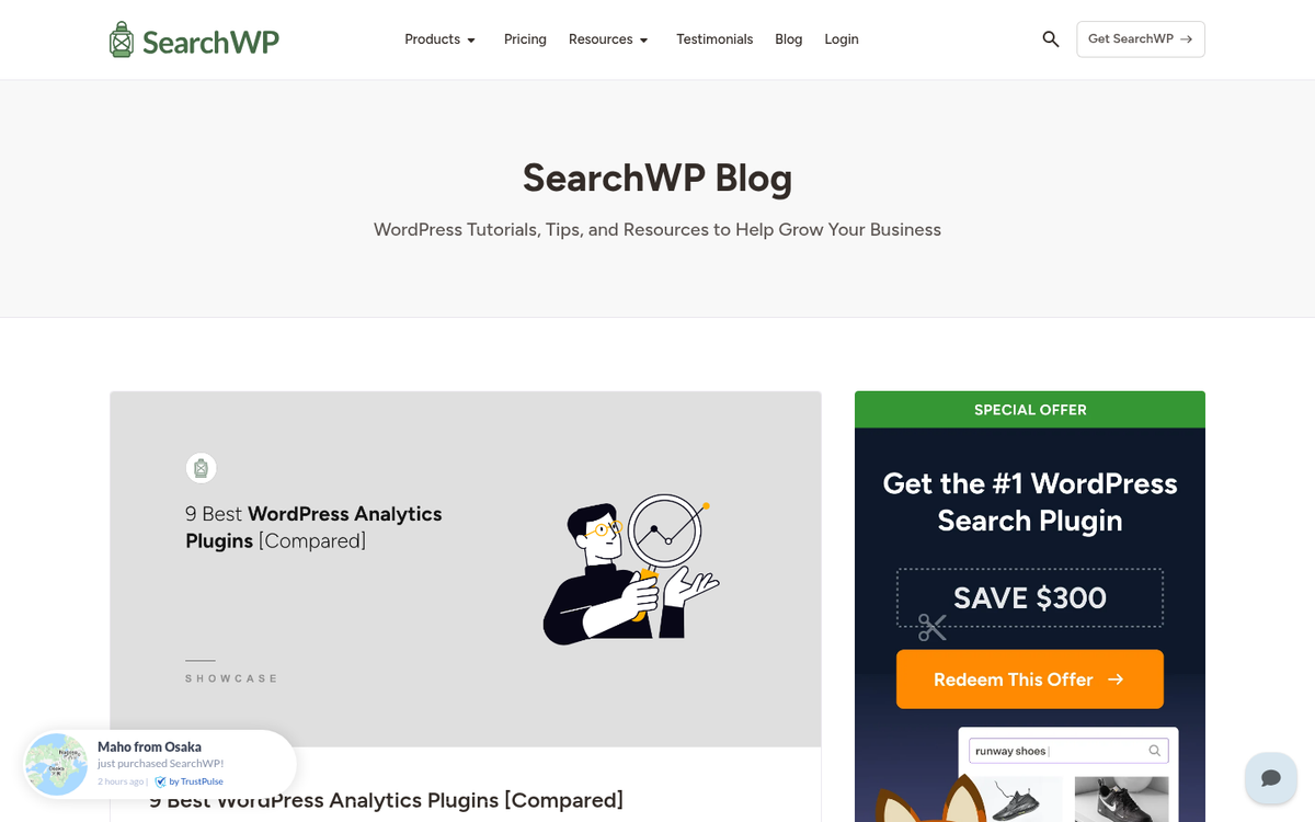 WordPress analytics plugin dashboard screenshot