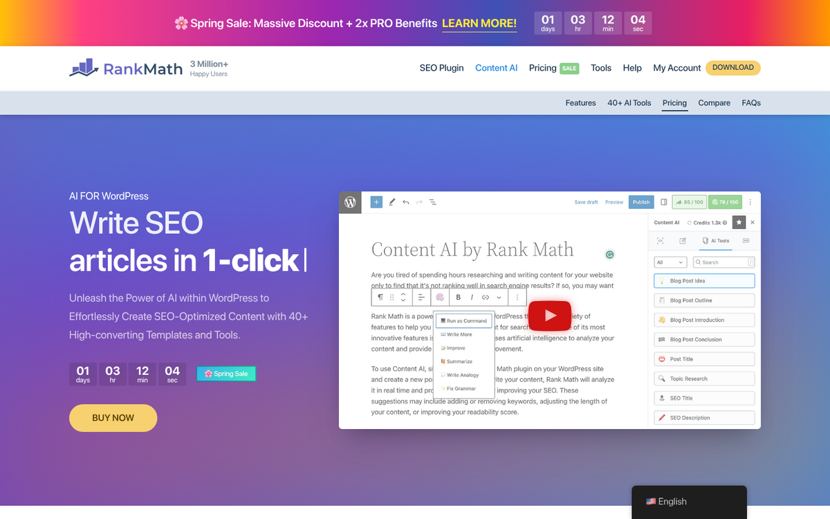 AI content optimization WordPress plugin interface