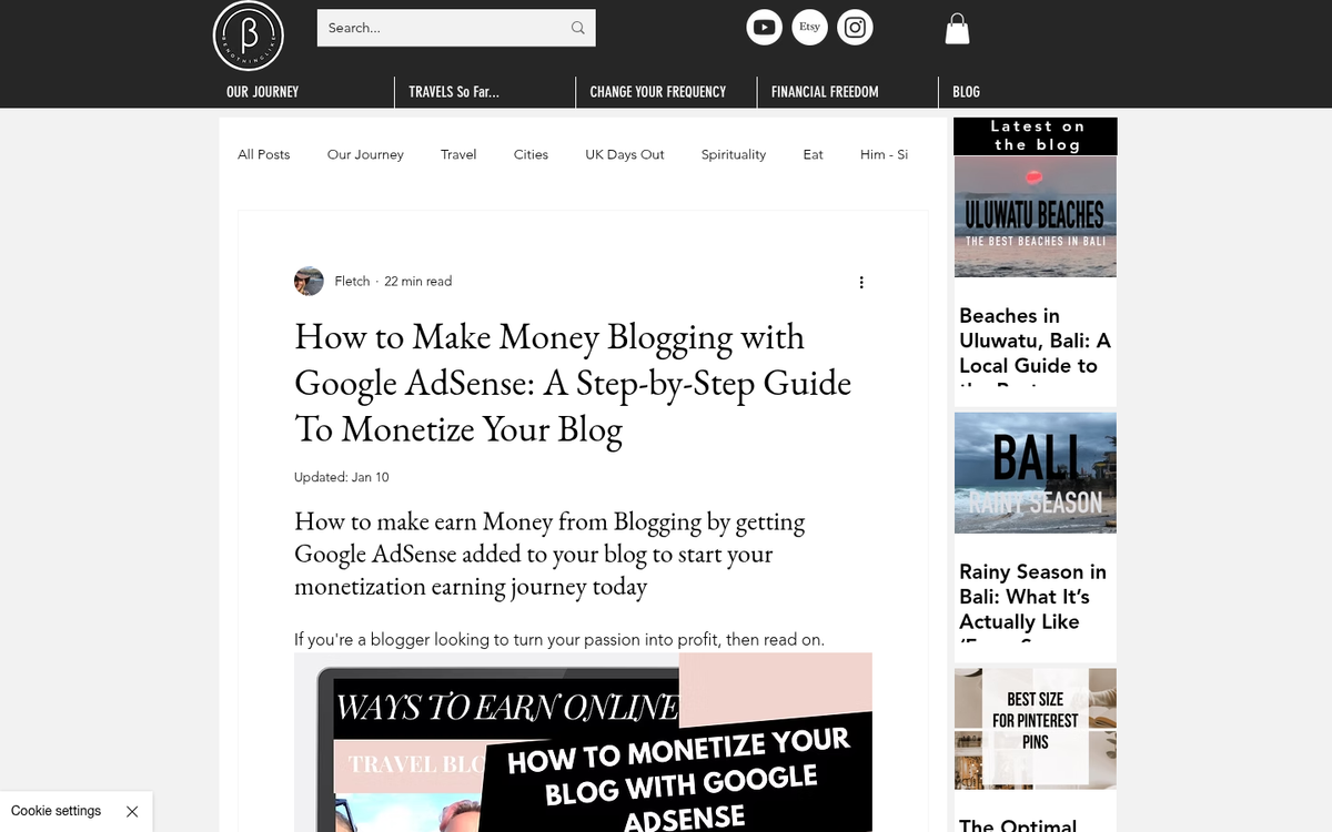 Website displaying banner display advertisements