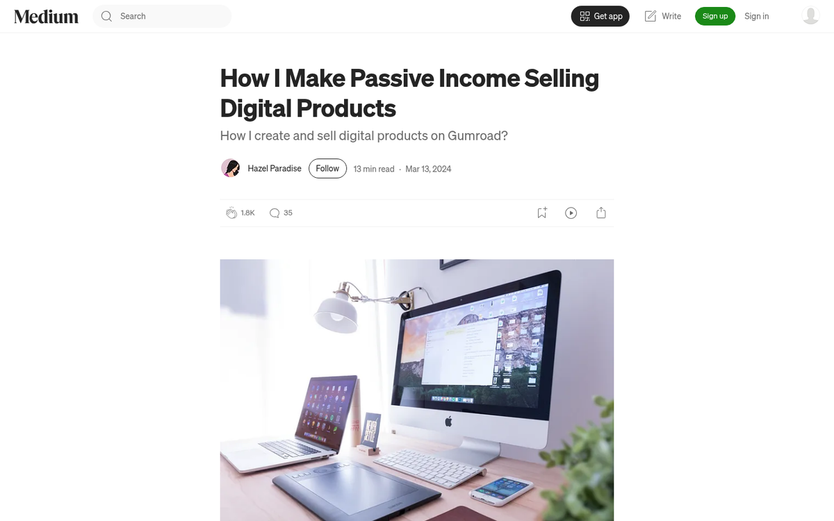 Digital products displayed on a laptop screen