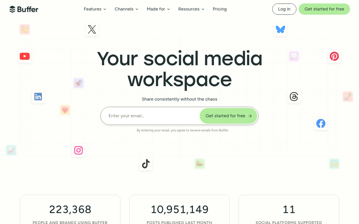 Screenshot of social media sharing options