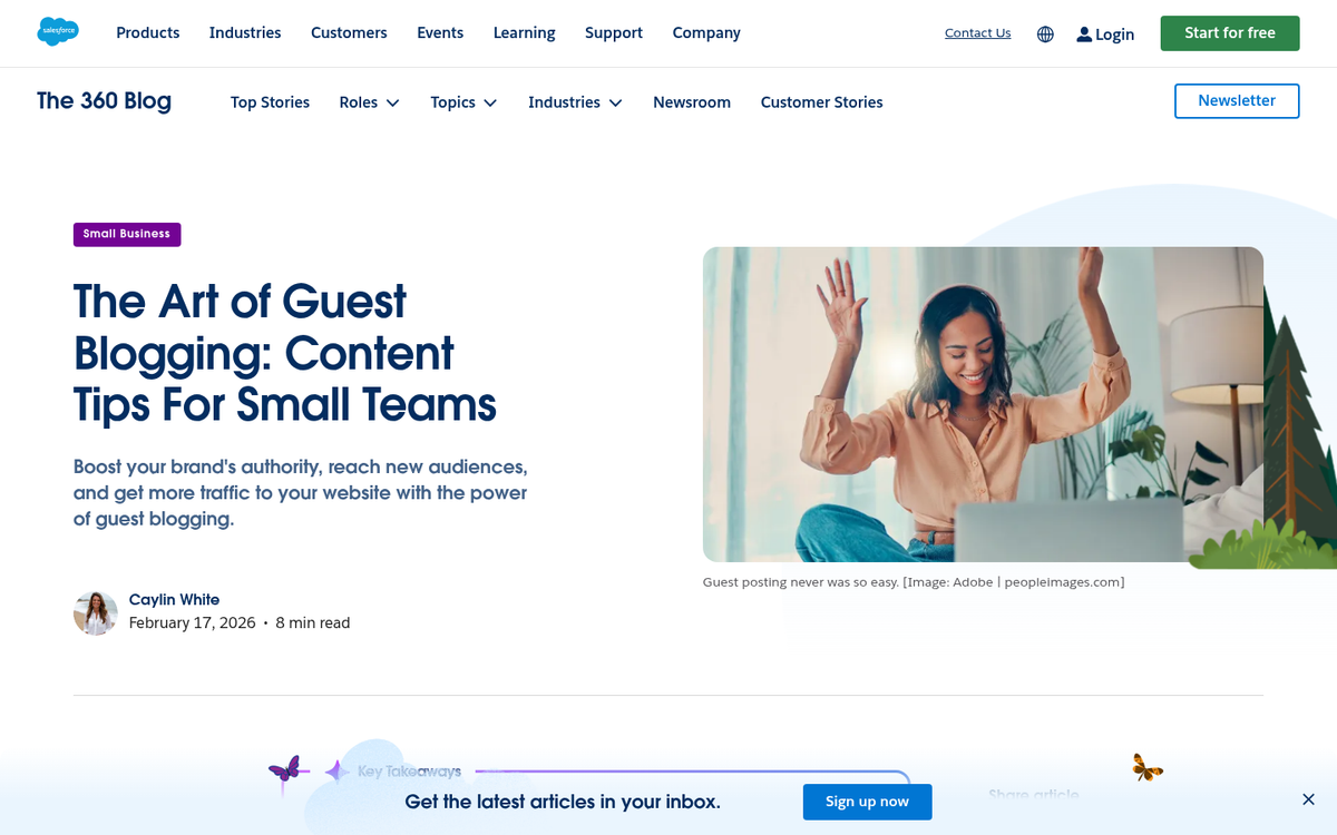 Guest blogging on external websites screenshot