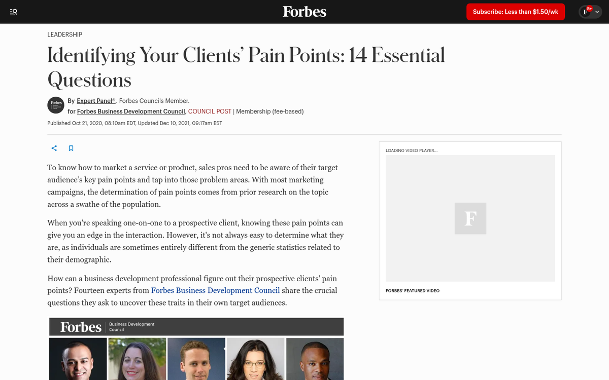 Customer needs analysis on a website