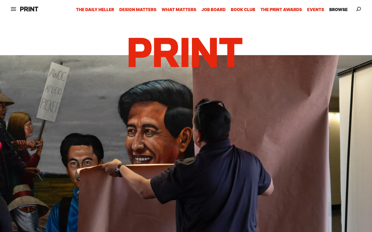 Printed magazine pages and articles spread out