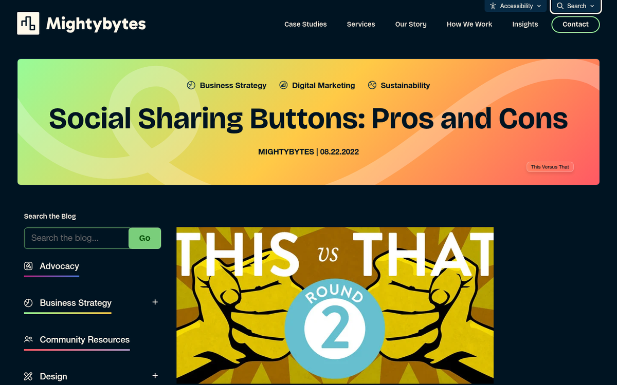 Social media buttons displayed on a webpage