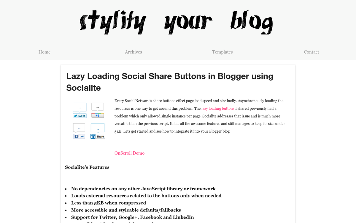 Social buttons loading lazily on webpage