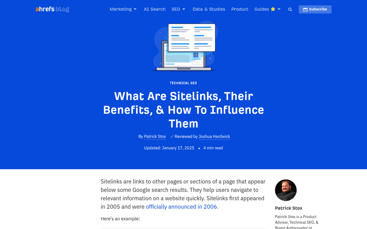 Google search results showing top-ranked website
