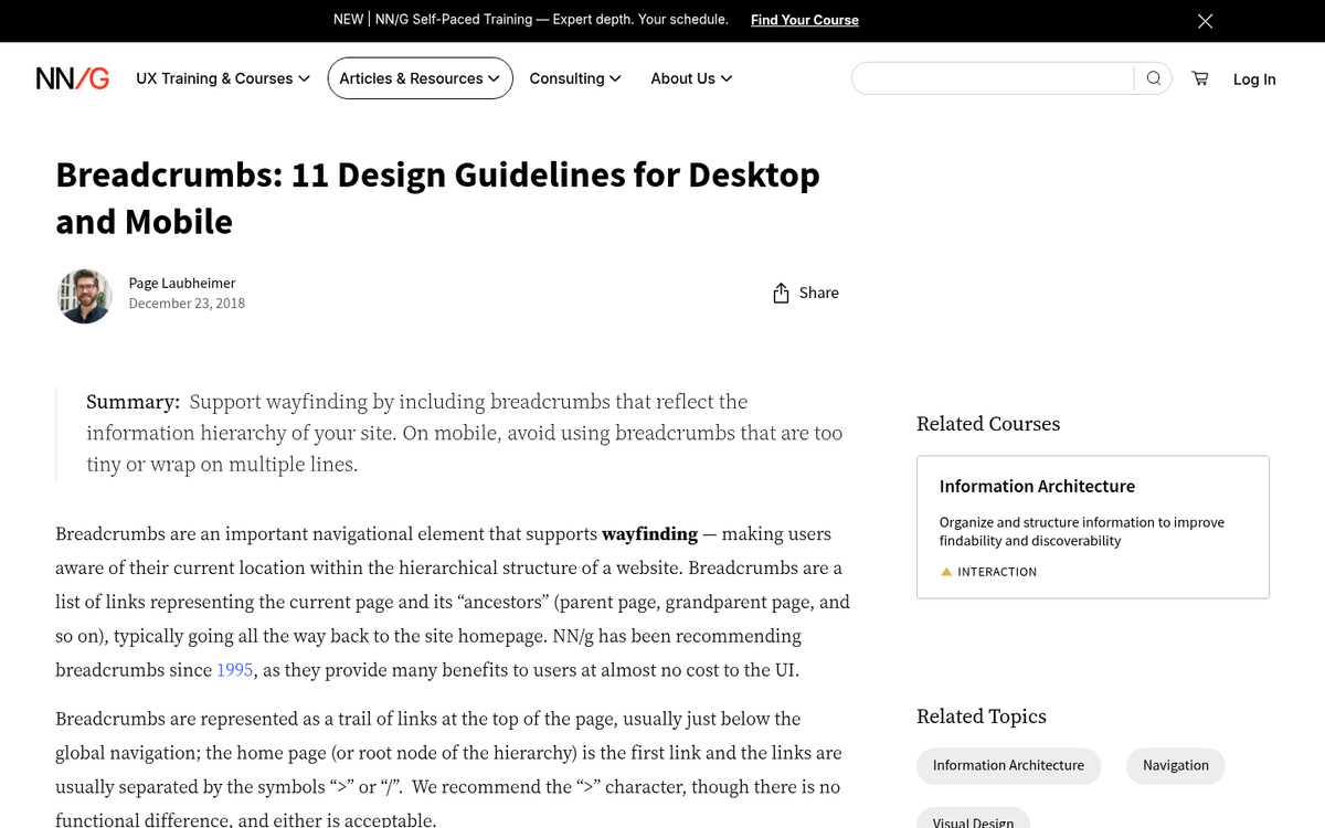Blog website with clear navigation menu