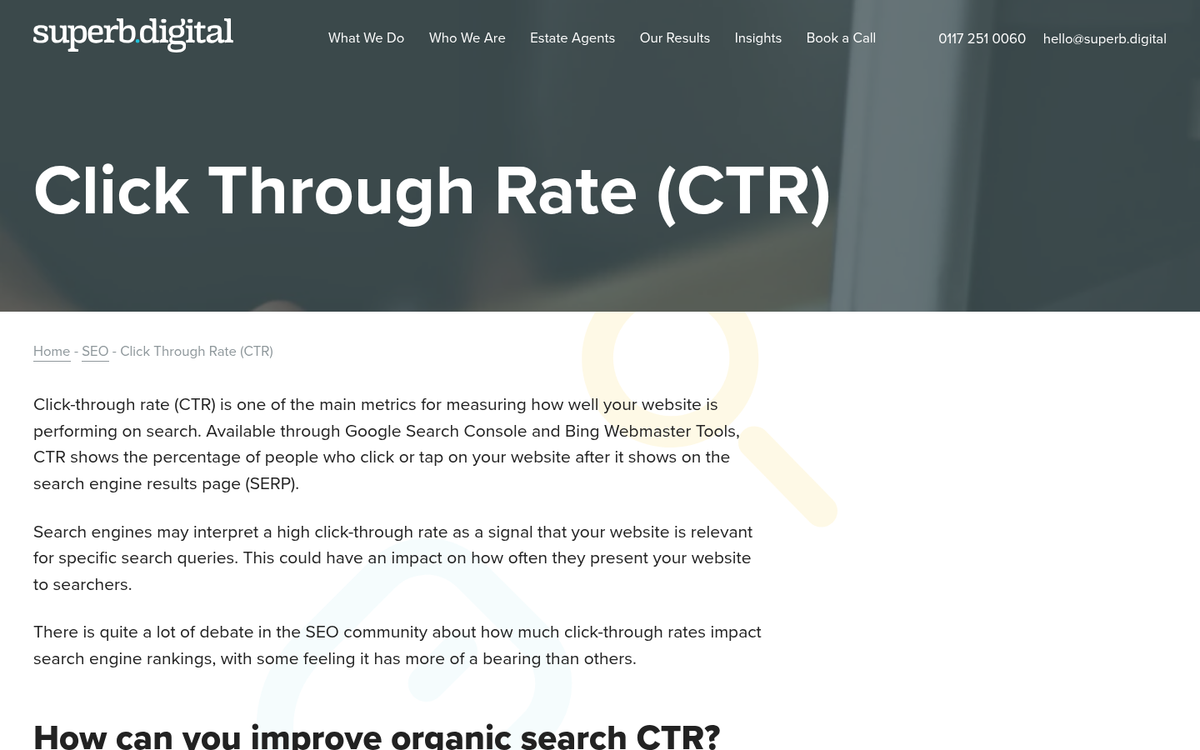 Google search results showing high click-through rates