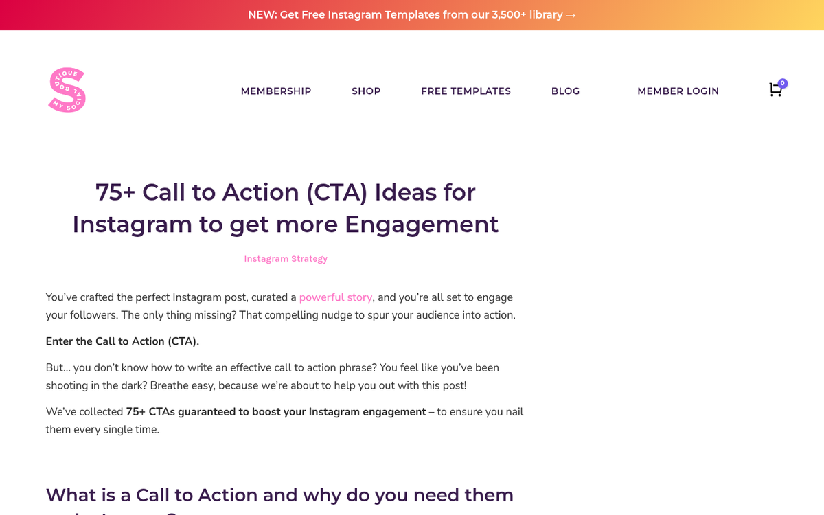 Instagram follow call to action example