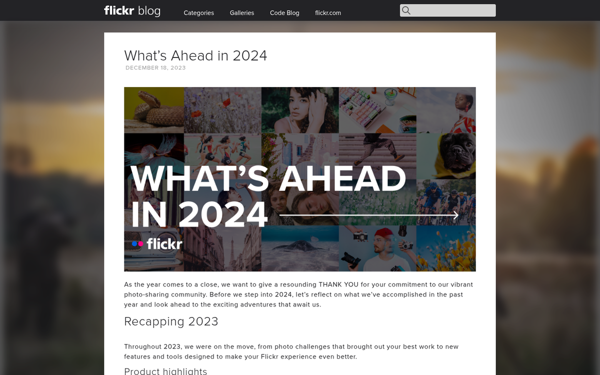 Flickr image hosting website homepage screenshot