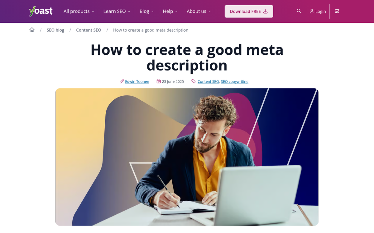 Screenshot of matching webpage meta description