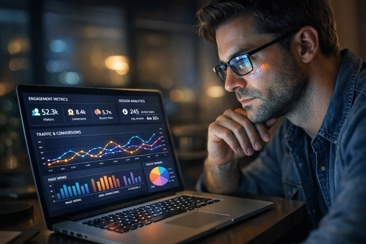 Website analytics dashboard showing bounce rate metrics