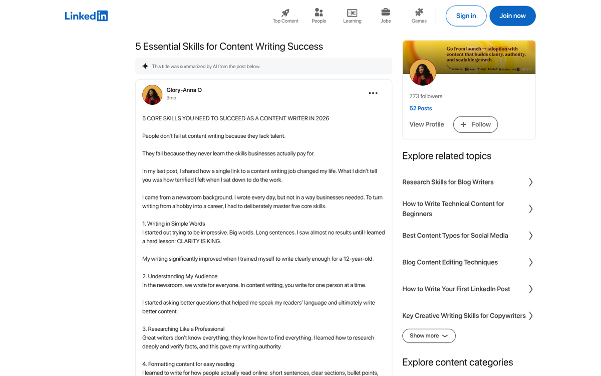 Blogger writing engaging content on laptop