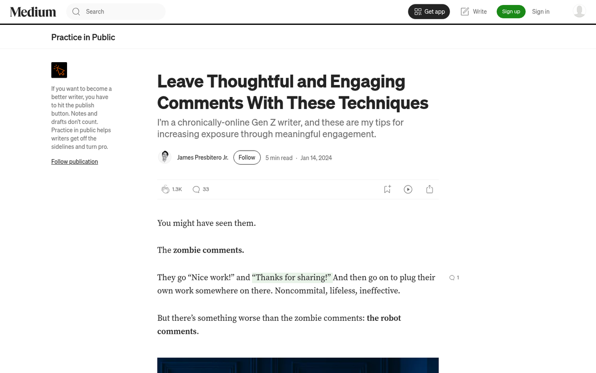 Blog comment section with user replies