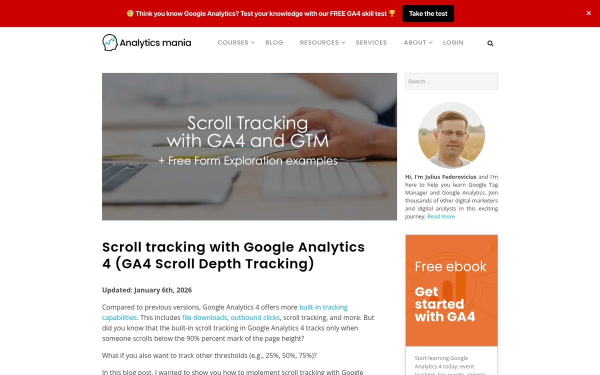 Website scroll tracking analytics dashboard screenshot