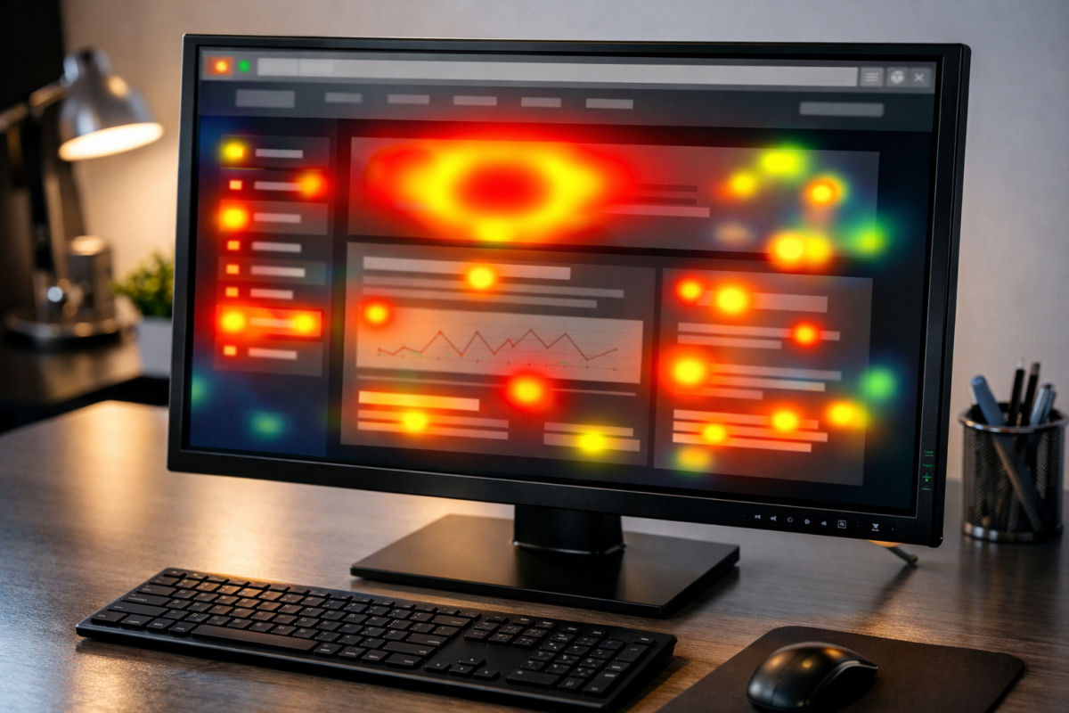 Website heat map showing user click patterns