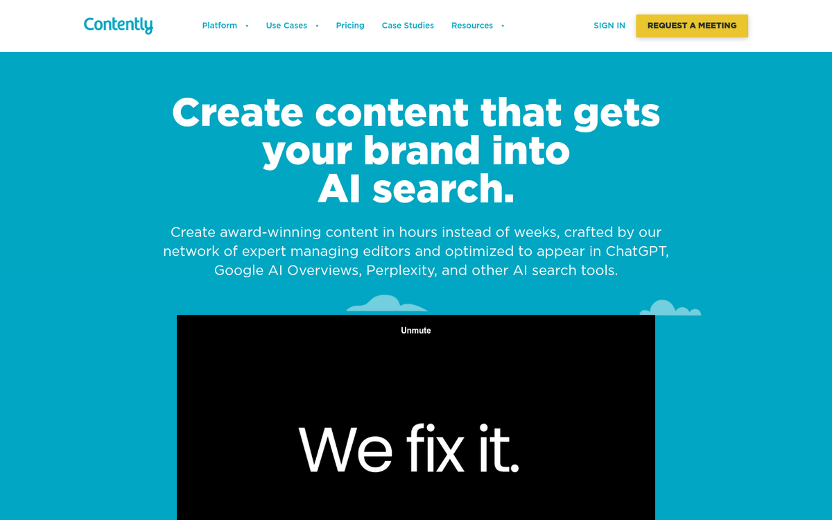 Contently content marketing platform homepage screenshot