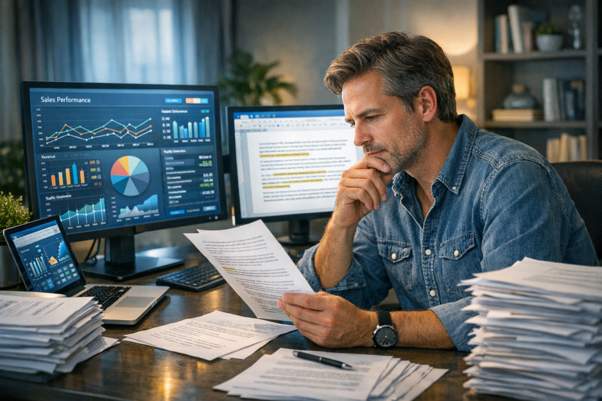 Writer navigating AI content creation landscape