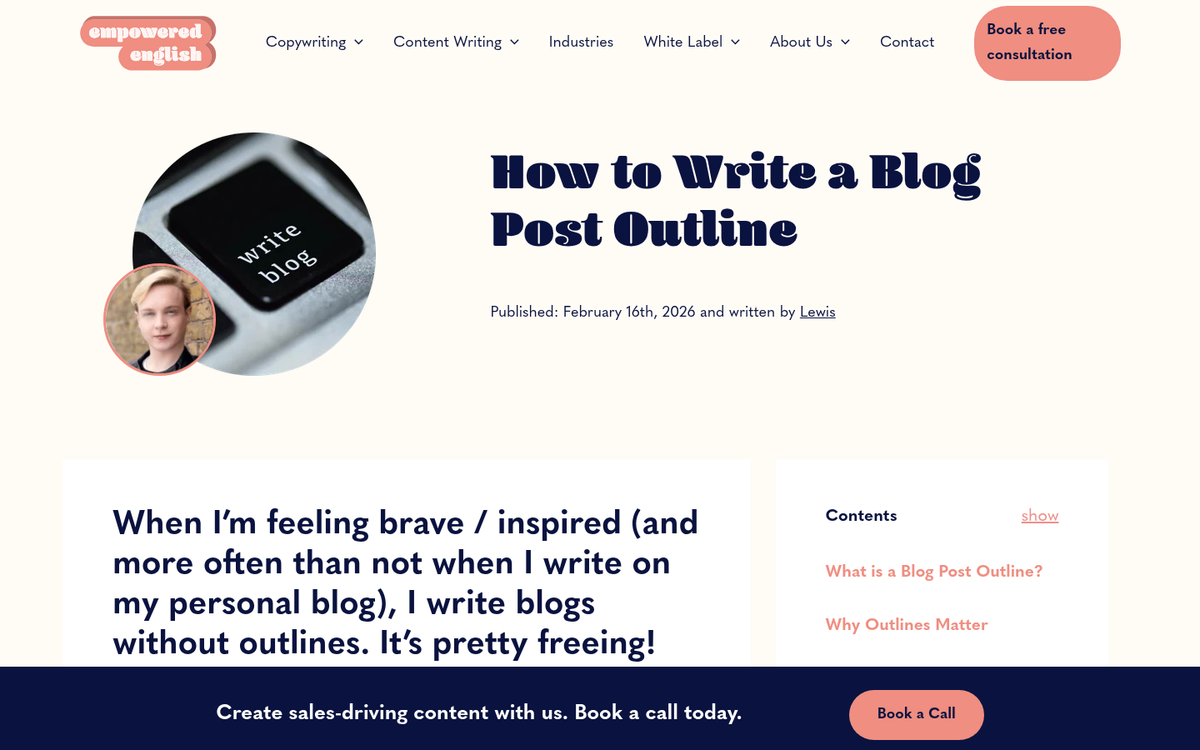 Blank document outline structure on screen
