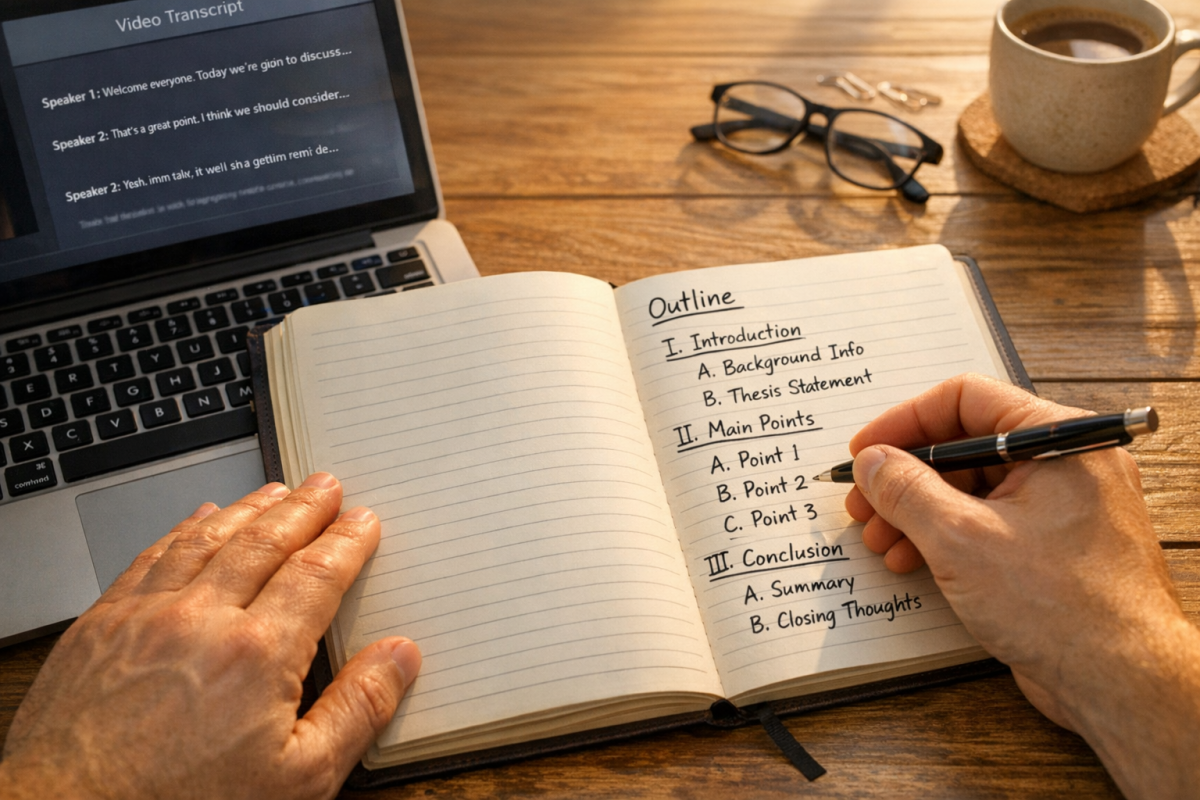 ChatGPT organizing transcript into structured outline