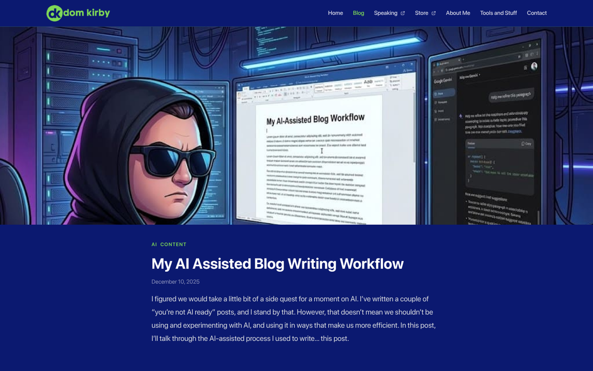 Blogger writing post from video transcript