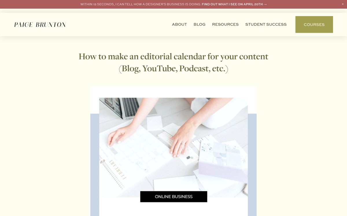 Published blog post displayed on screen
