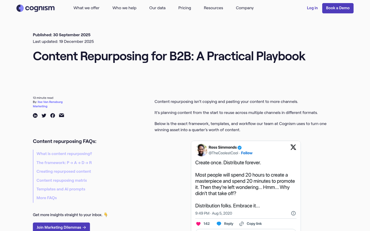 Screenshot of repurposed blog content workflow