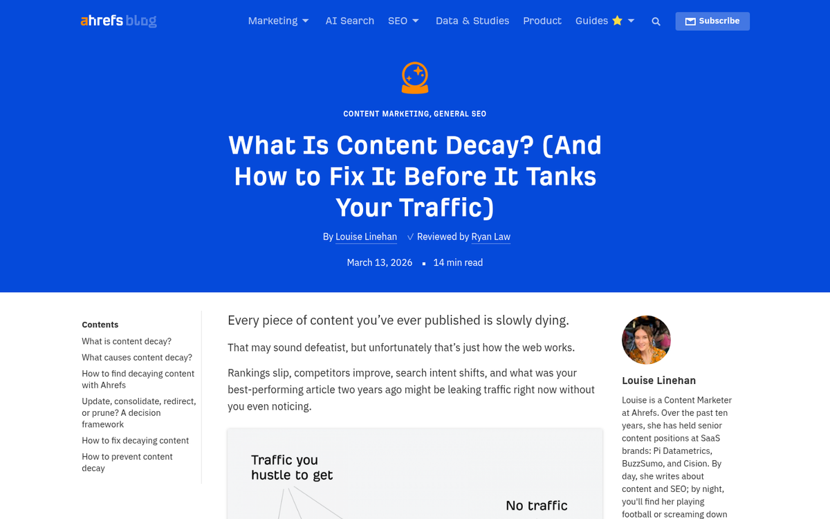 Outdated blog content highlighted for updating