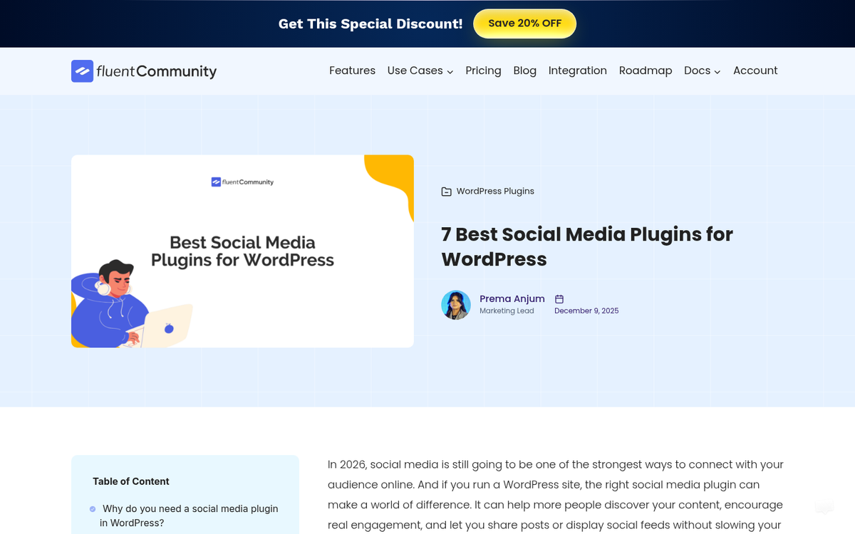 Social sharing plugin interface screenshot