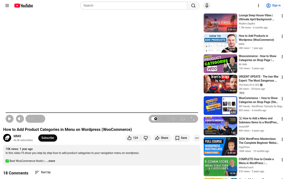 WordPress categories dashboard settings screen