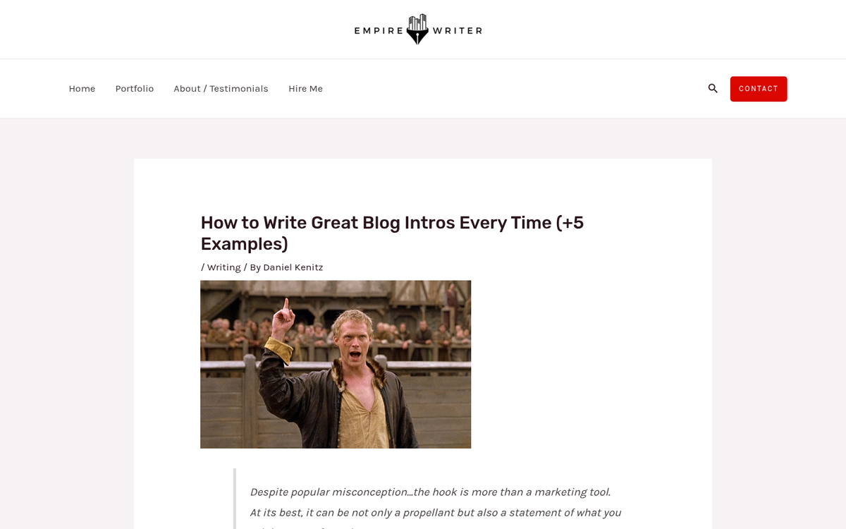 Blog post headline and opening paragraph example