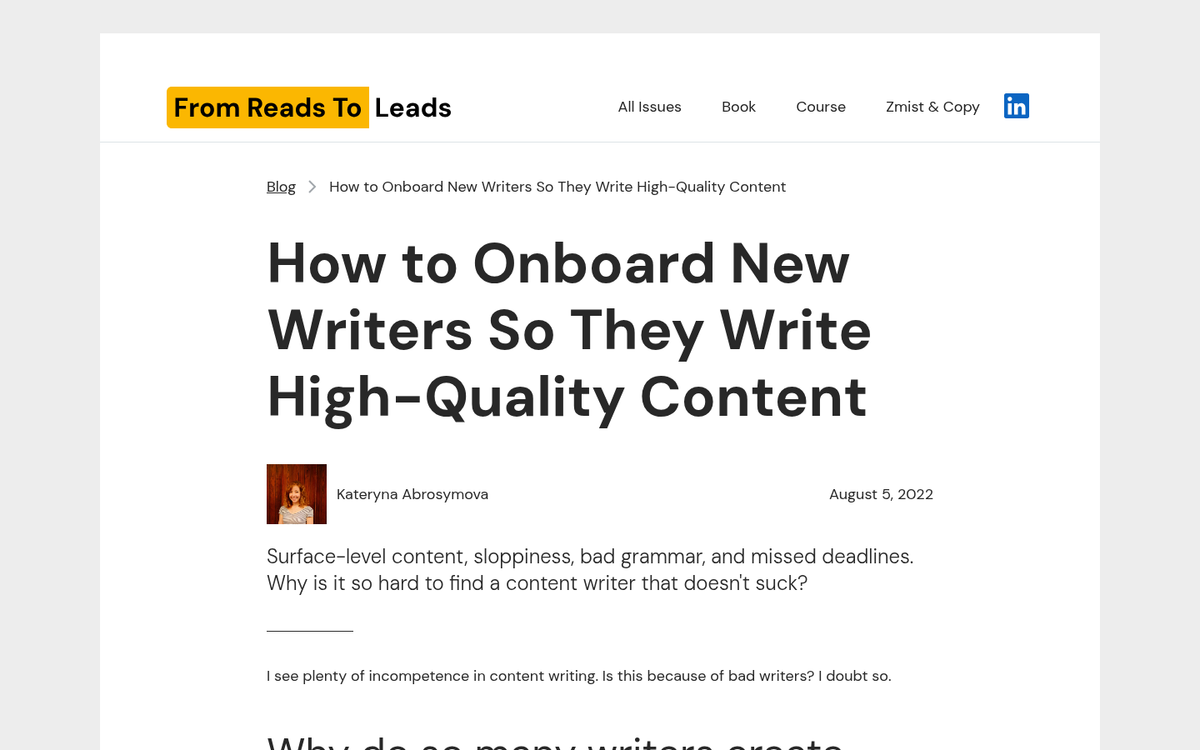 New hire writer training at computer desk