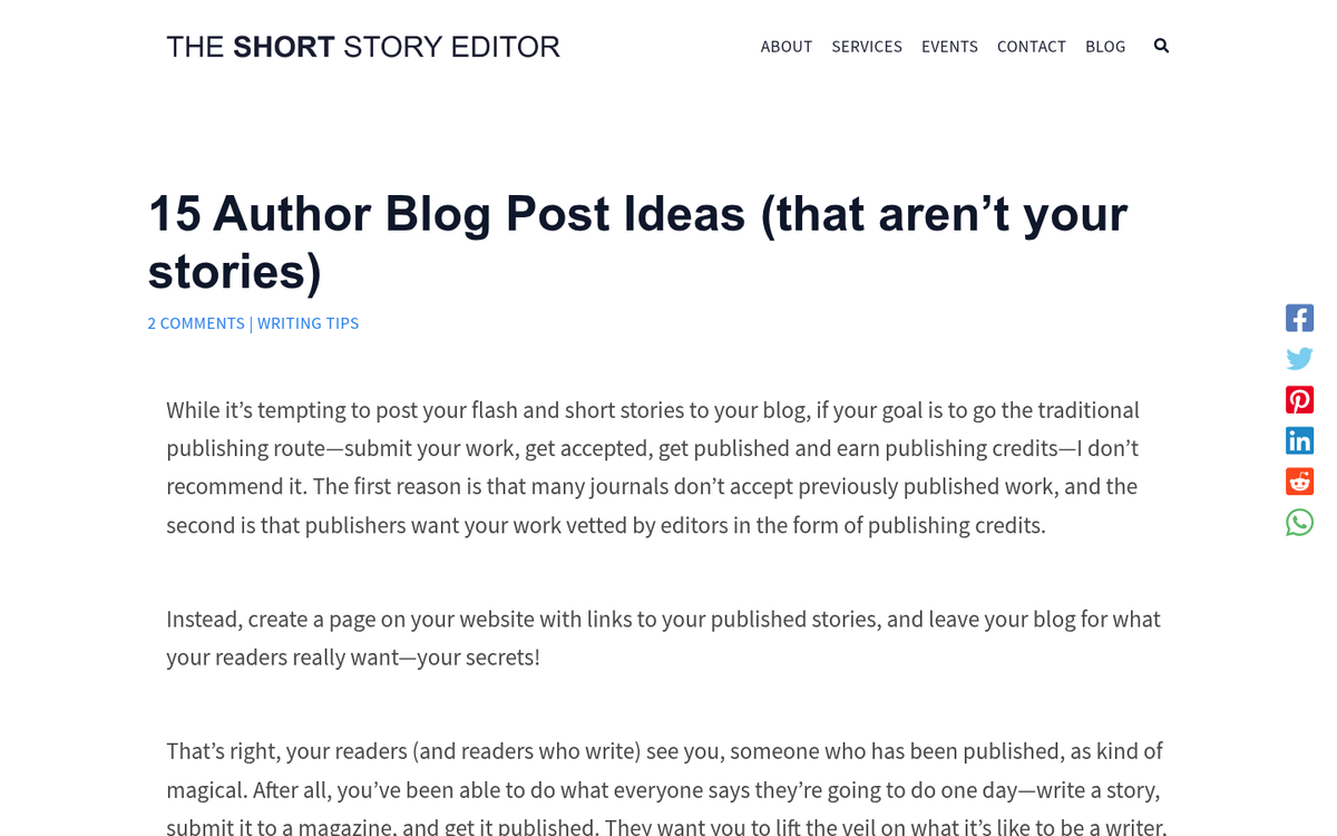 Screenshot of a company blog post example