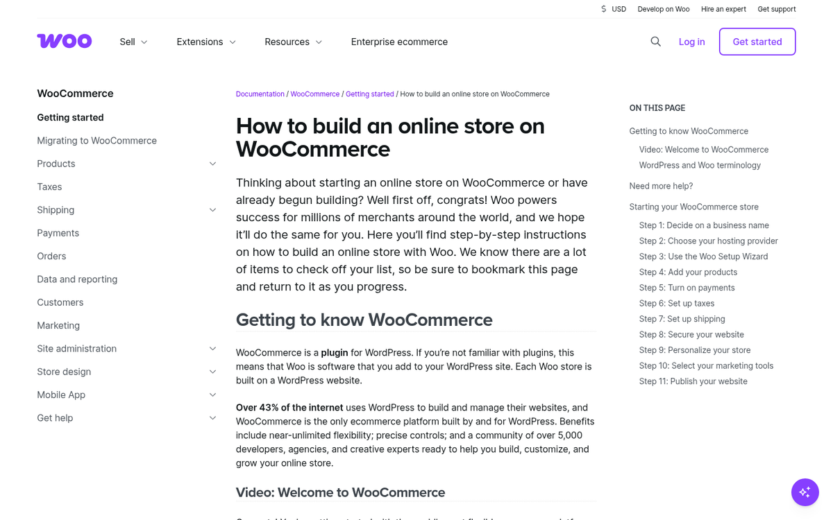 WooCommerce plugin page on WordPress dashboard